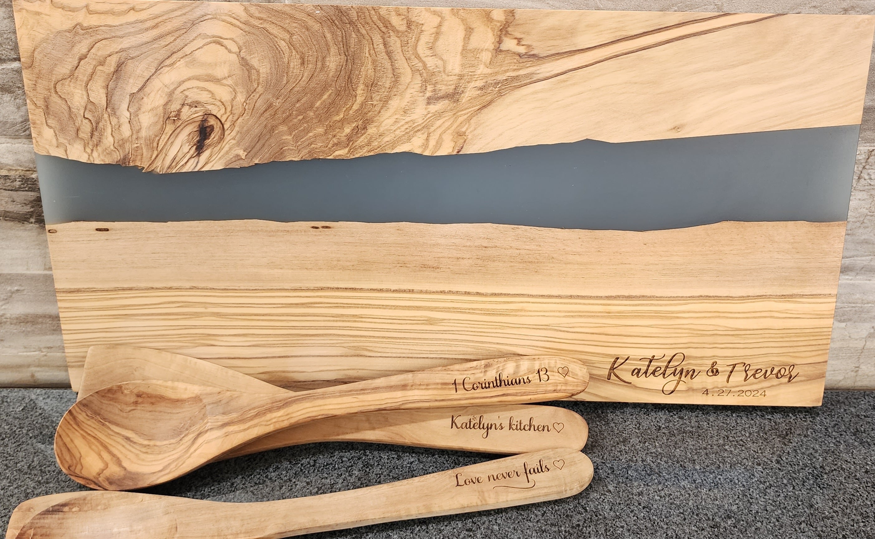 Olivewood Epoxy Board Basket